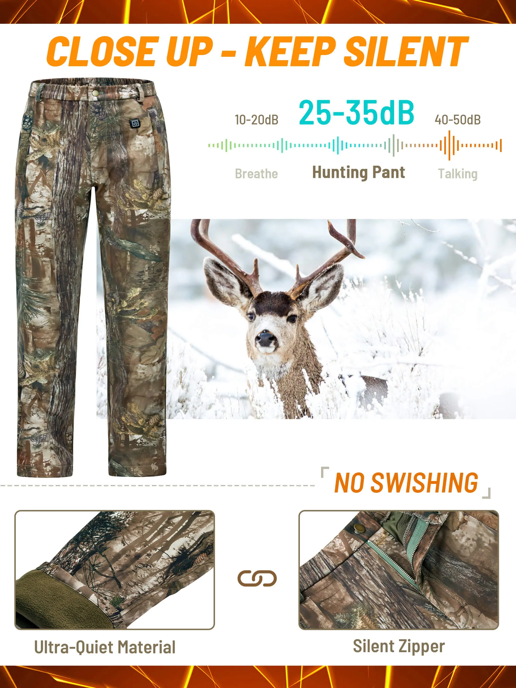 3 Levels Women's Heated Pants for Hunting, 10000mAh Power Bank Included