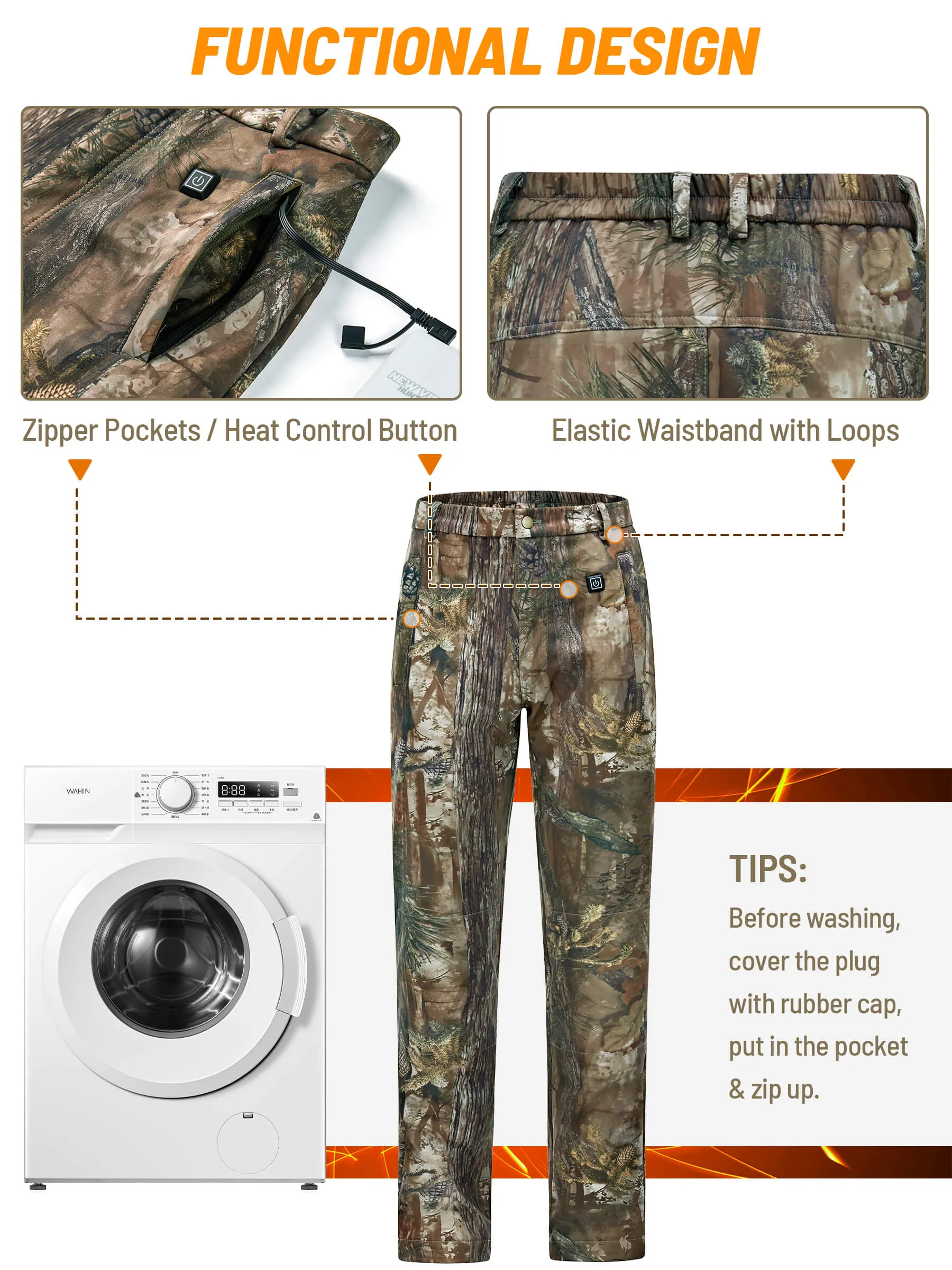 3 Levels Women's Heated Pants for Hunting, 10000mAh Power Bank Included