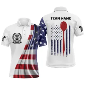 3D American Flag Mens Darts Polo Shirt Custom Patriotic Darts Shirt For Men Dart Jerseys, Custom Dart Polo Shirts, Gifts For Dart Players