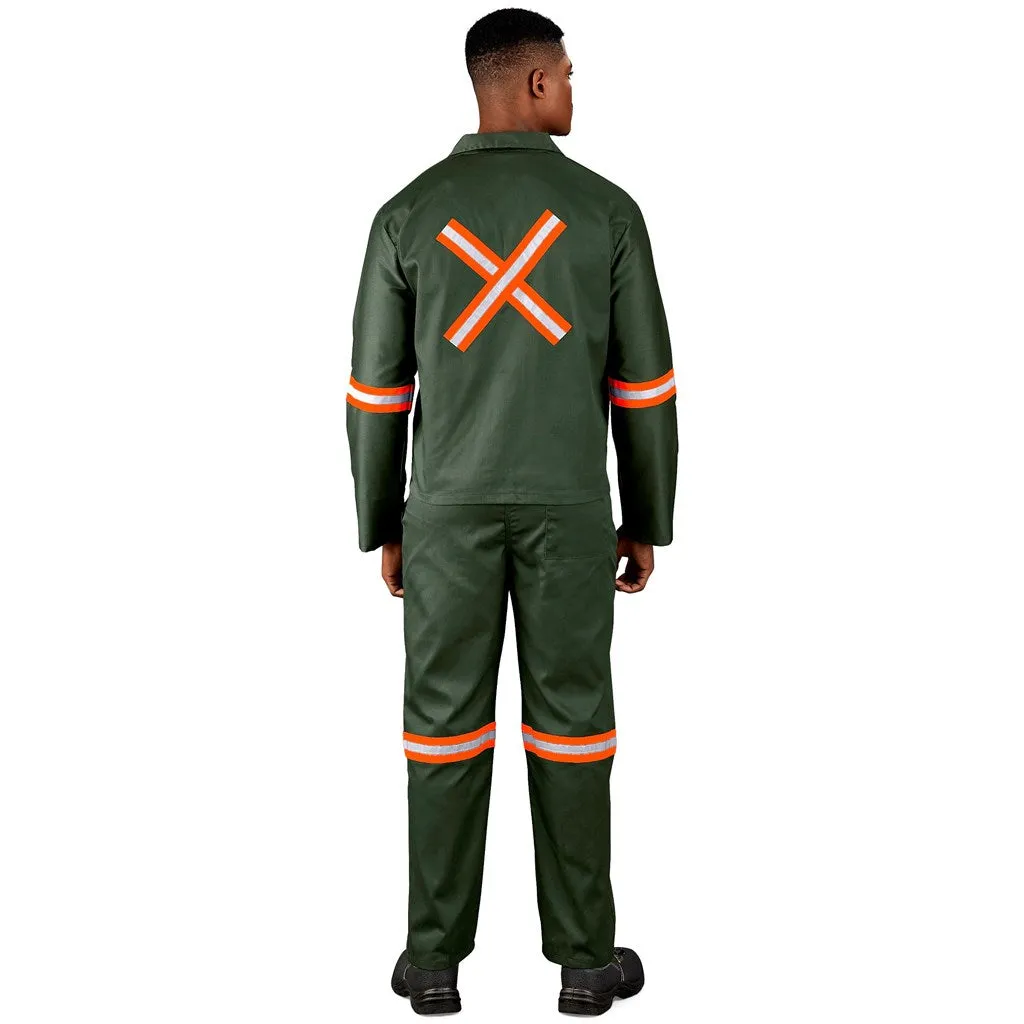 Acid Resistant Polycotton Conti Suit - Reflective Arm, Legs & Back - Orange Tape