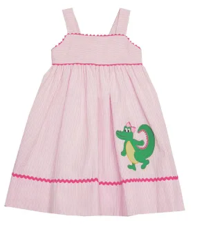 Alligator applique girl's sundress