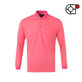 ARORA LONG SLEEVE MINI EYELET MICROFIBER POLO (MAGENTA)