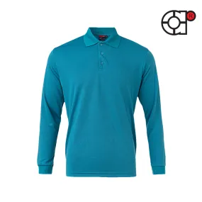 ARORA LONG SLEEVE MINI EYELET MICROFIBER POLO (TURQUOISE)