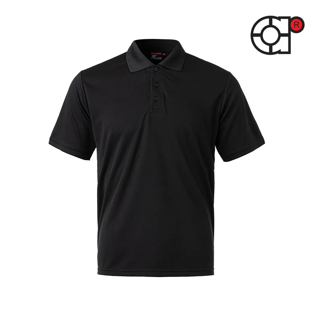 ARORA SHORT SLEEVE MINI EYELET MICROFIBER POLO (BLACK)