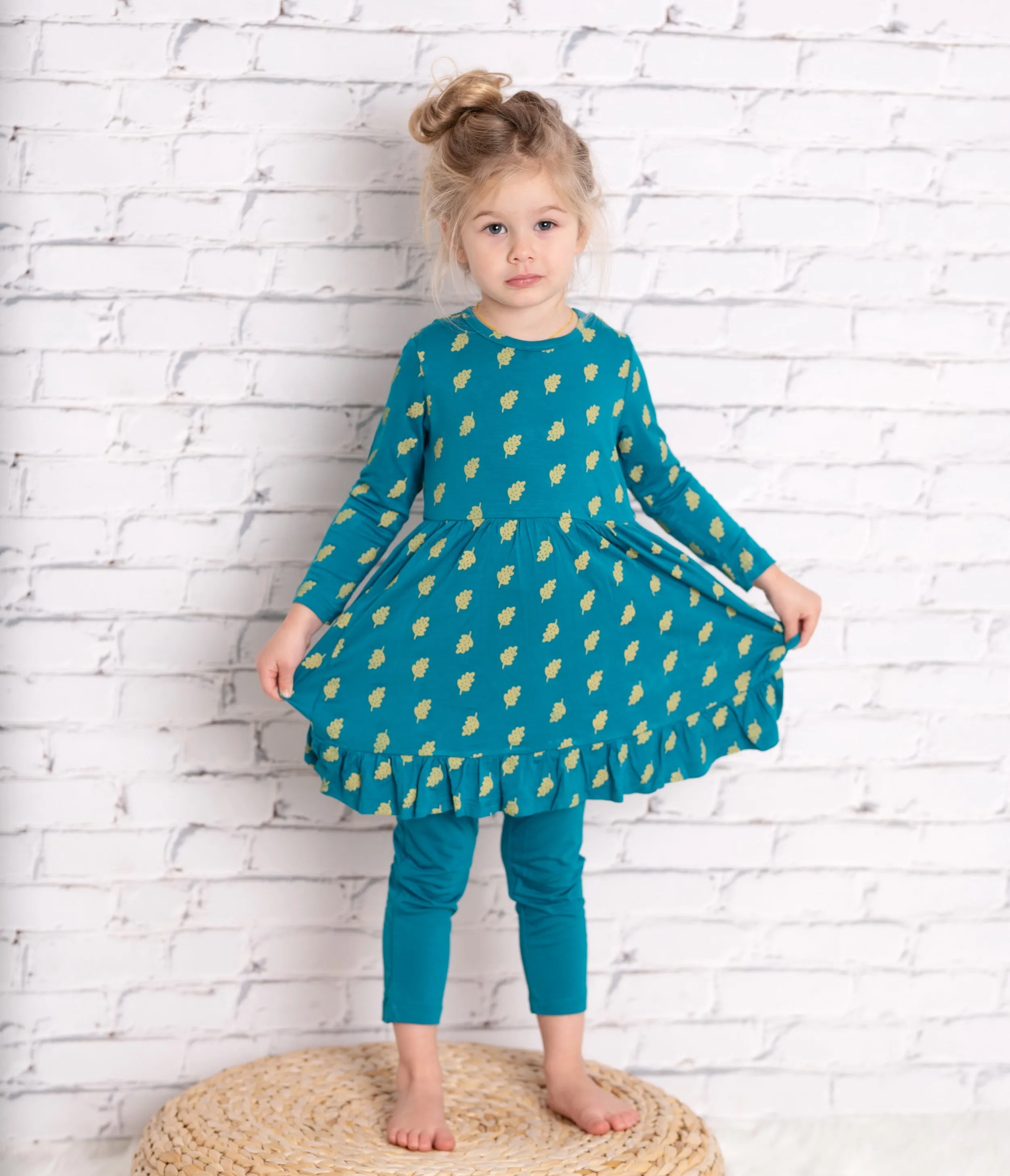 Bamboo Jersey Dress with Bloomer (Dotty Leaf Print)