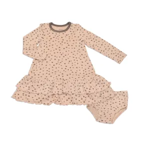 Bamboo Jersey Ruffle Dress w/Bloomer (Doodle Hearts Print)