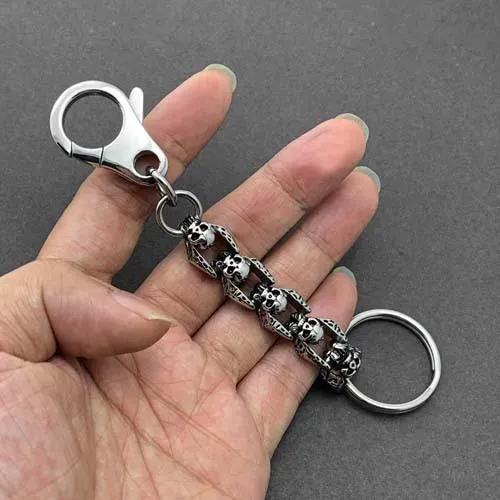 Biker Stainless Steel SILVER GHOST Skull KEYCHAIN BIKER SILVER Key CHAIN SILVER jeans chain jean chain FOR MEN