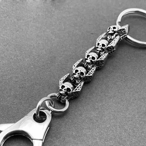 Biker Stainless Steel SILVER GHOST Skull KEYCHAIN BIKER SILVER Key CHAIN SILVER jeans chain jean chain FOR MEN