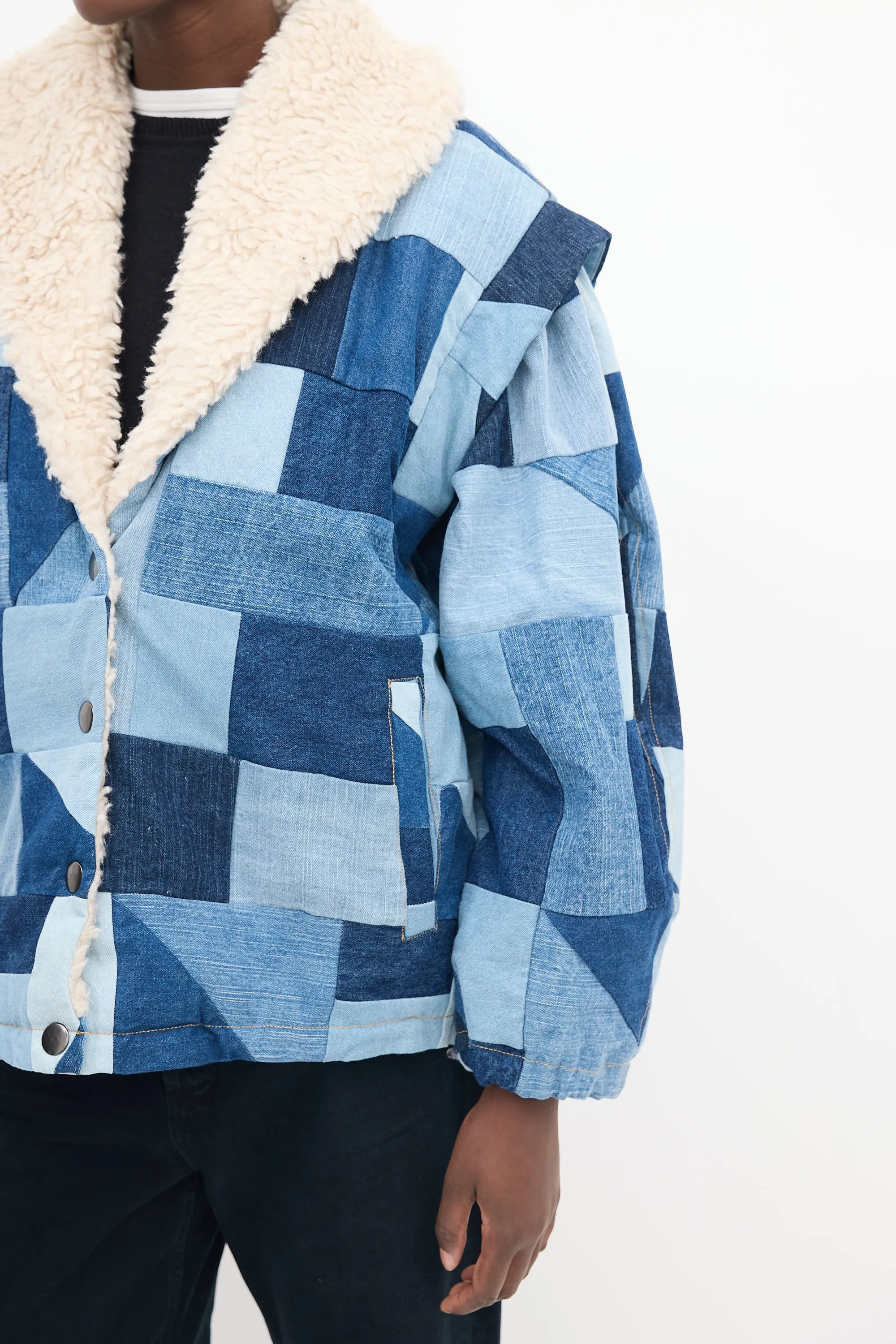 Blue Denim & Sherpa Diego Patchwork Jacket