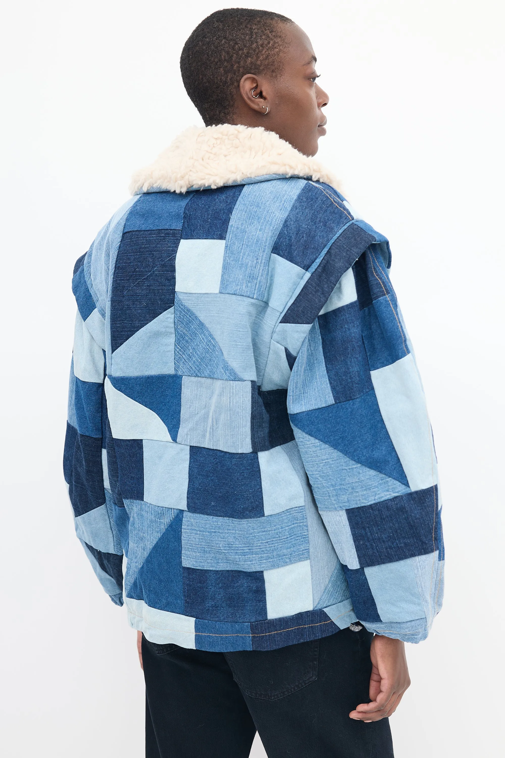 Blue Denim & Sherpa Diego Patchwork Jacket