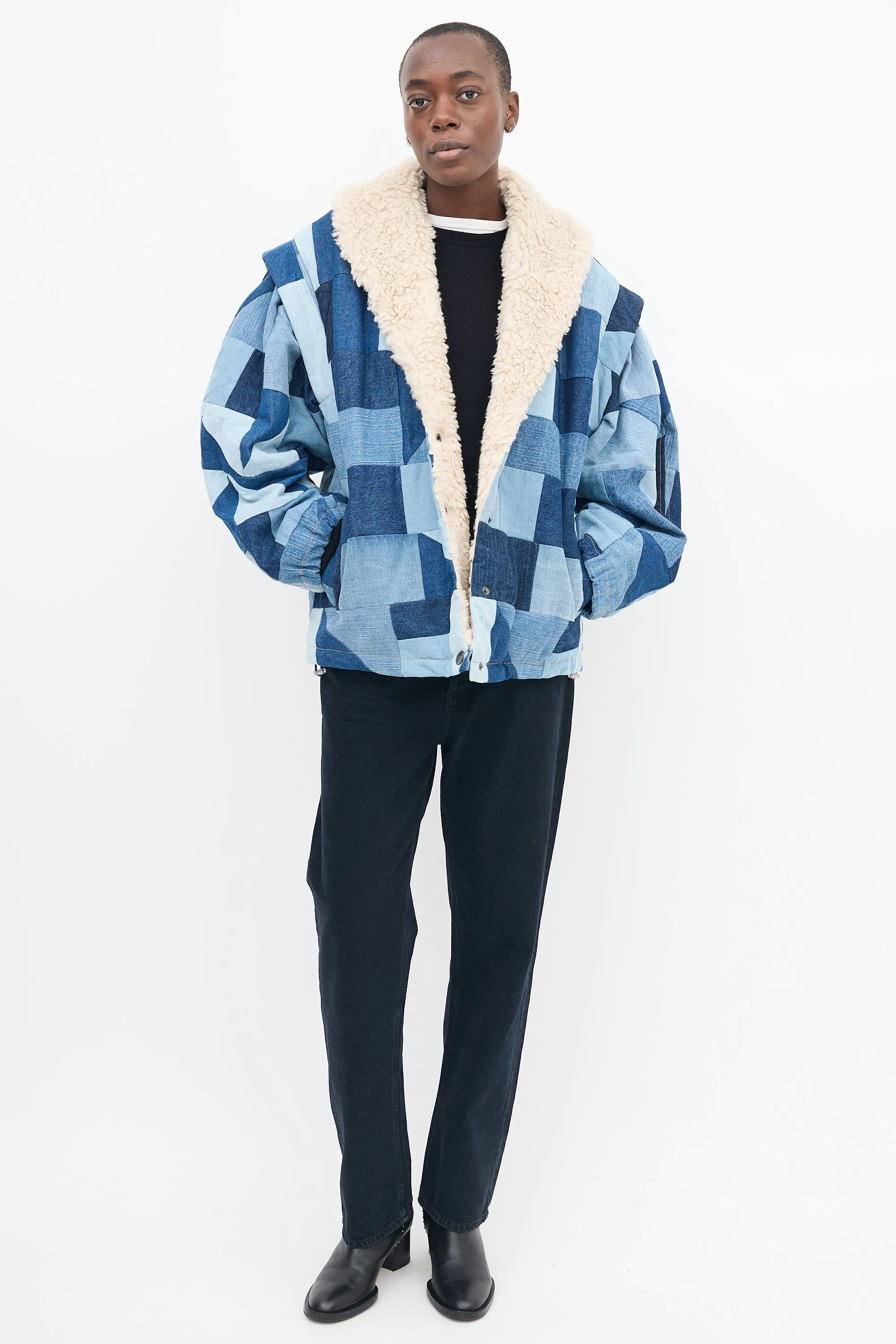 Blue Denim & Sherpa Diego Patchwork Jacket