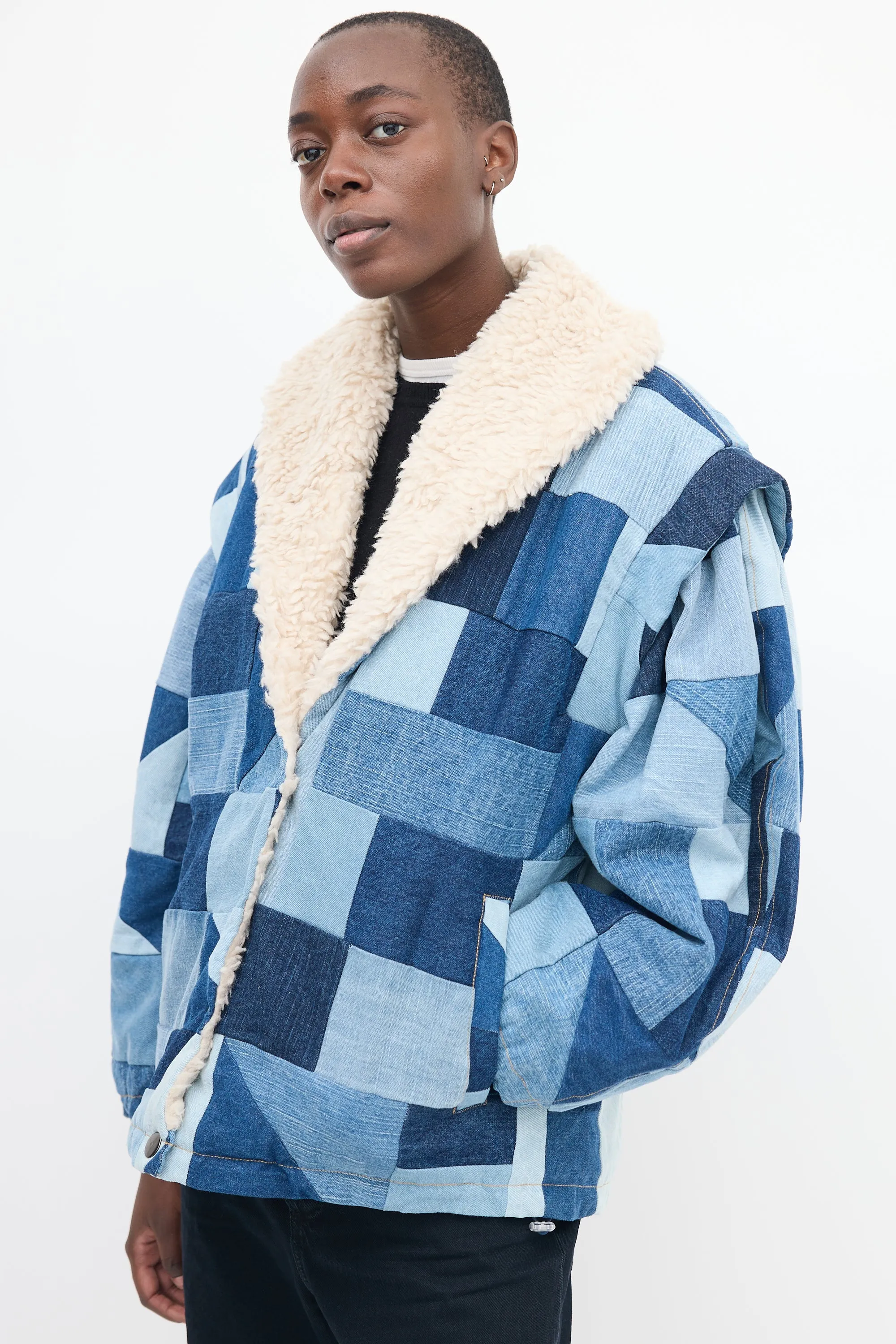 Blue Denim & Sherpa Diego Patchwork Jacket