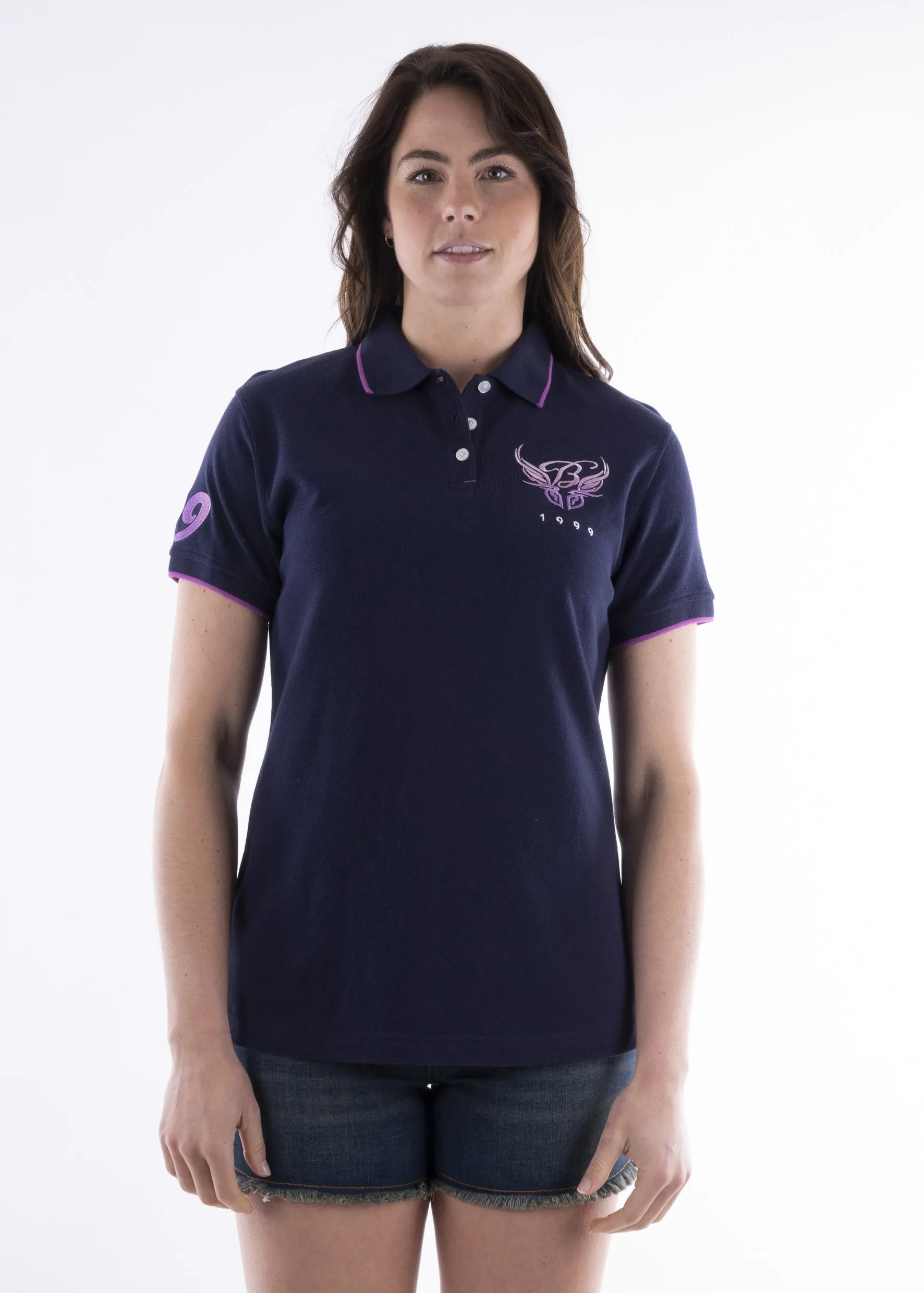 Bullzye Ladies Wings S/S Polo - Navy - B2S2507219 - On Sale