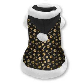 Christmas Dog Coat - Black - Gold Bones & Paws