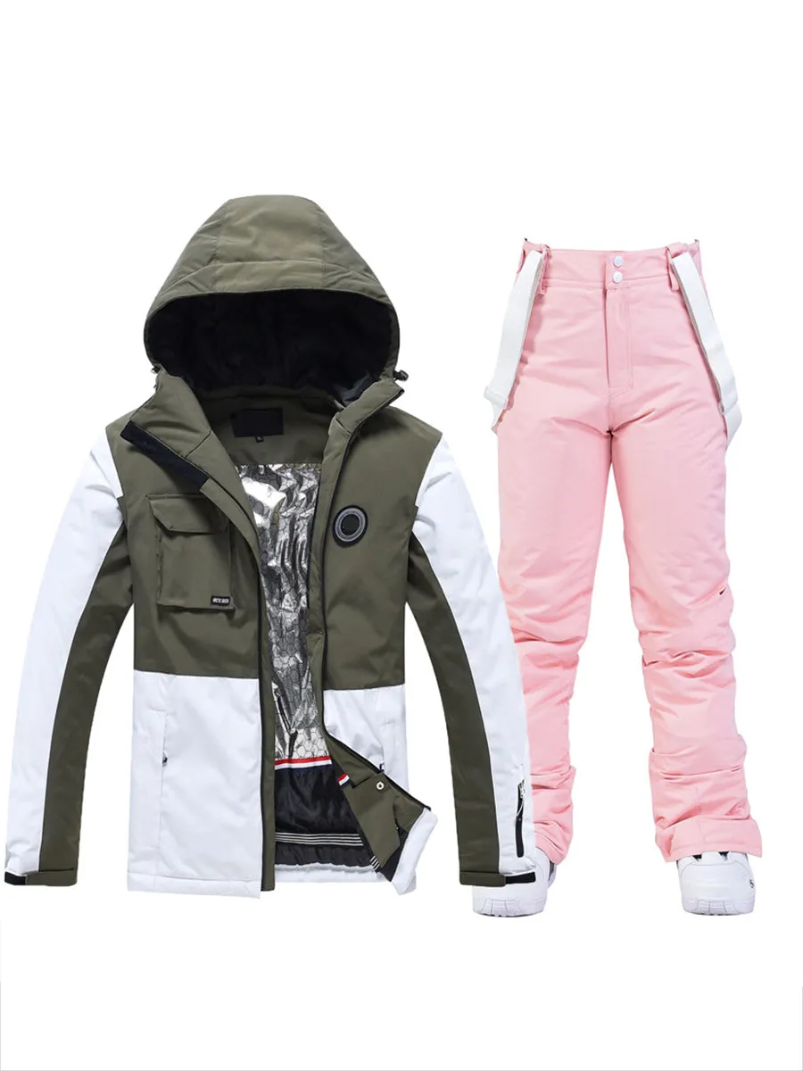 Colorblock Women Ski Jacket & Bib Pants