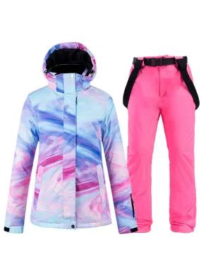 Colorful Women Ski Jacket & Bib Pants