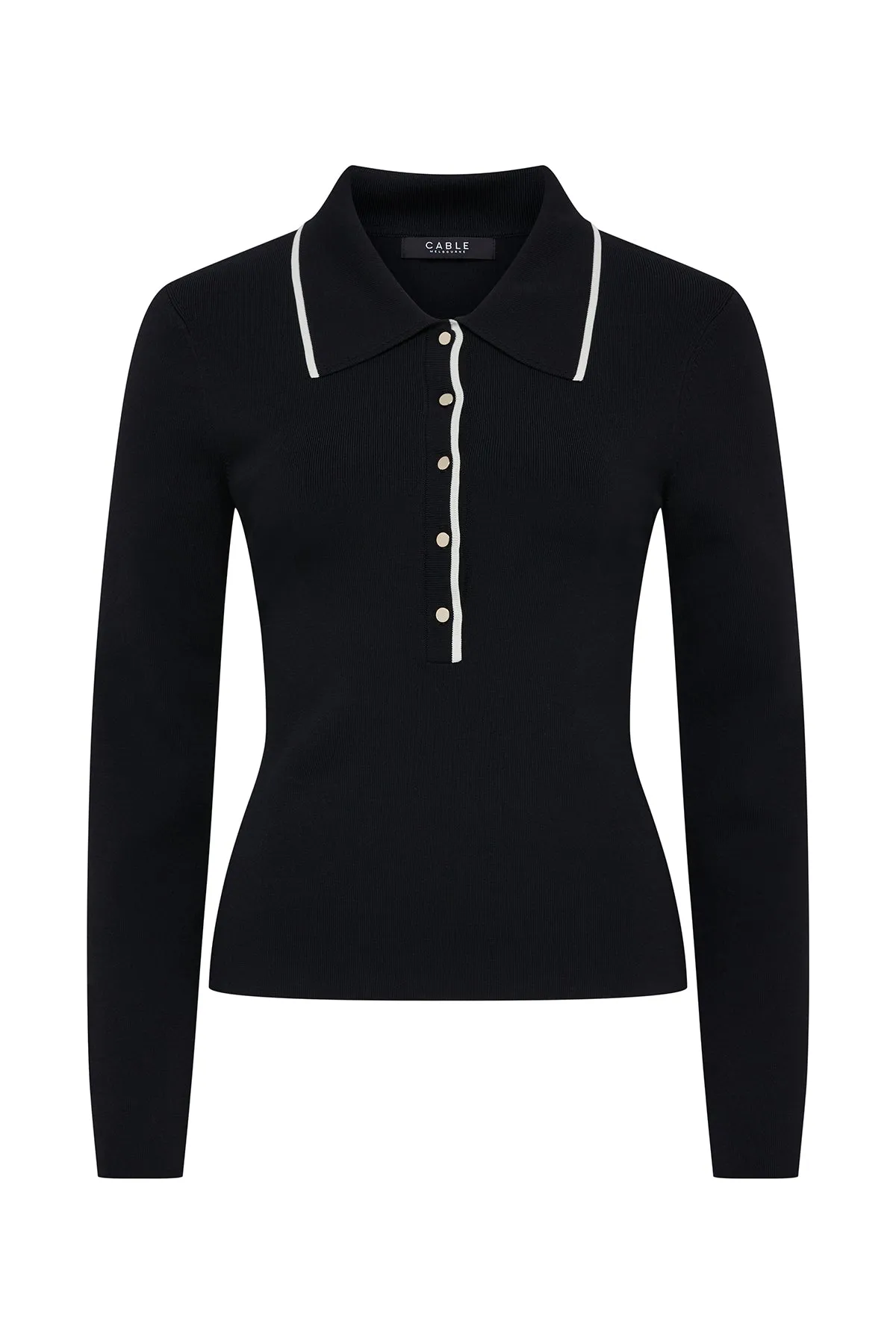 Crepe Polo Top - Black