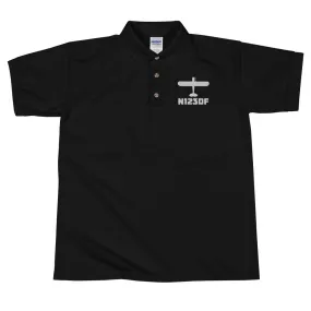 Custom Aircraft Silhouette and Registration Number  Embroidered Polo Shirt