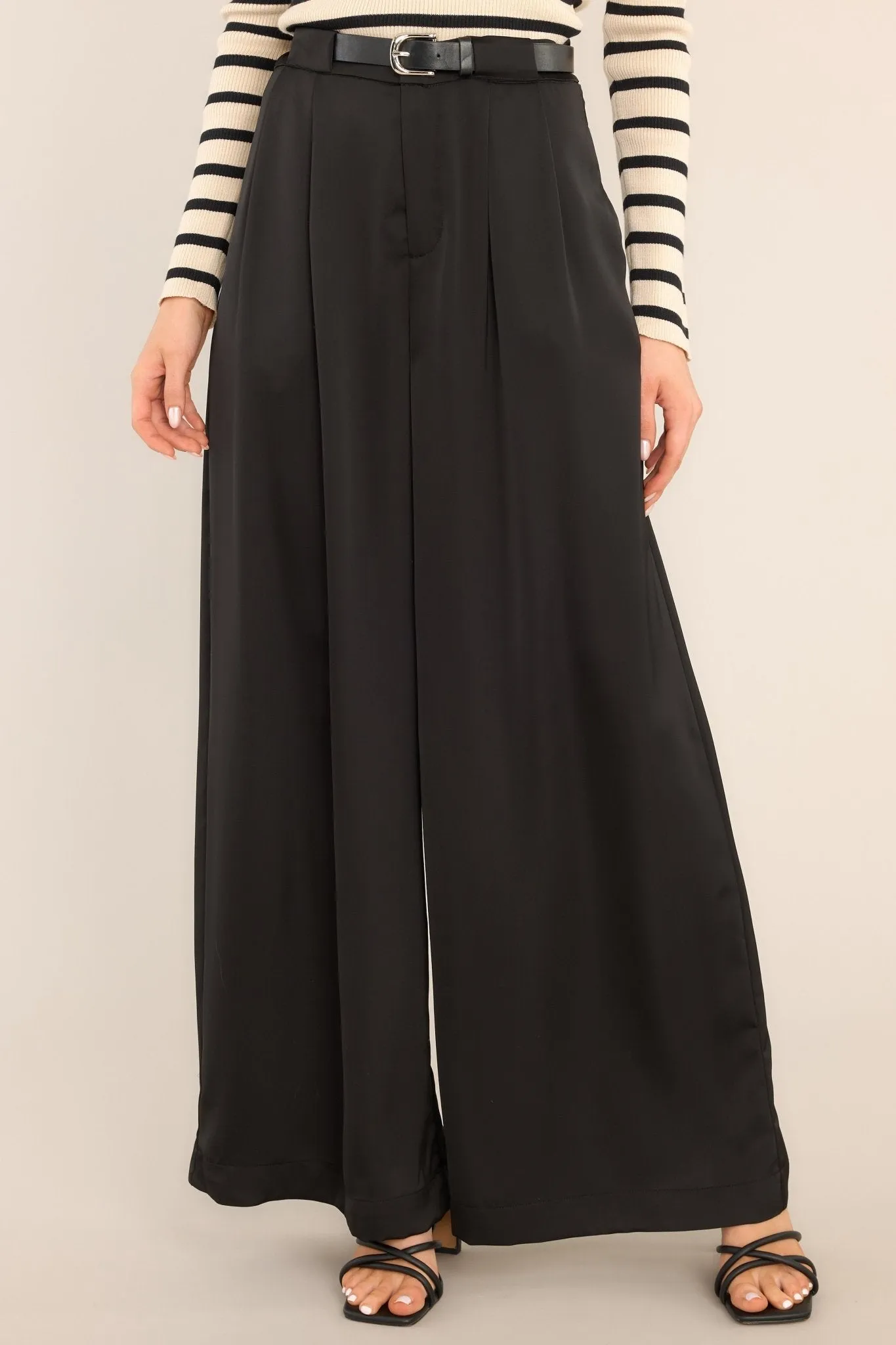 Dance Of Life Black Belted Wide Leg Pants