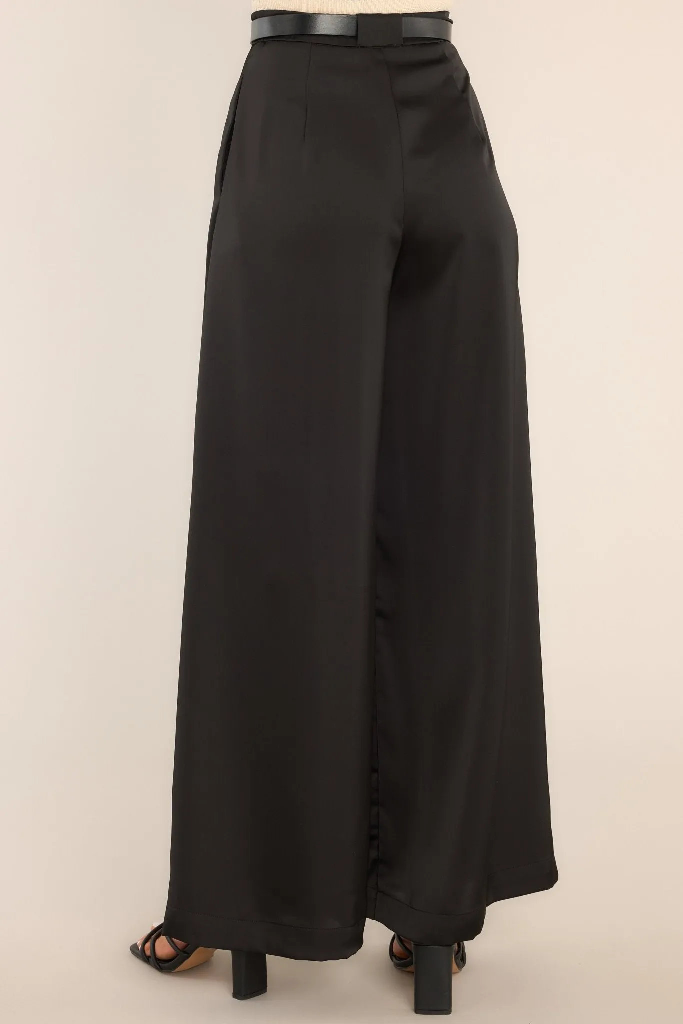 Dance Of Life Black Belted Wide Leg Pants