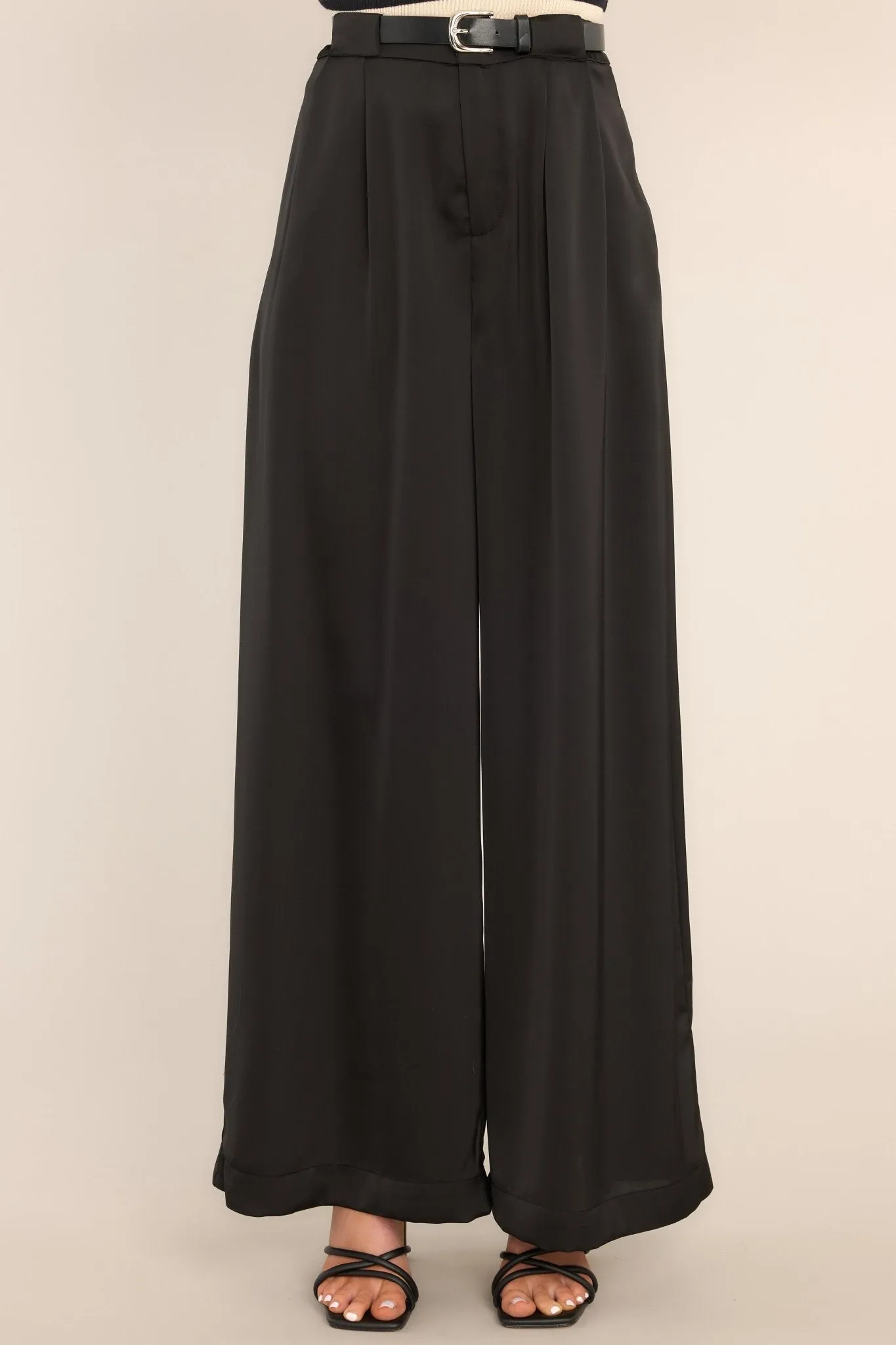 Dance Of Life Black Belted Wide Leg Pants