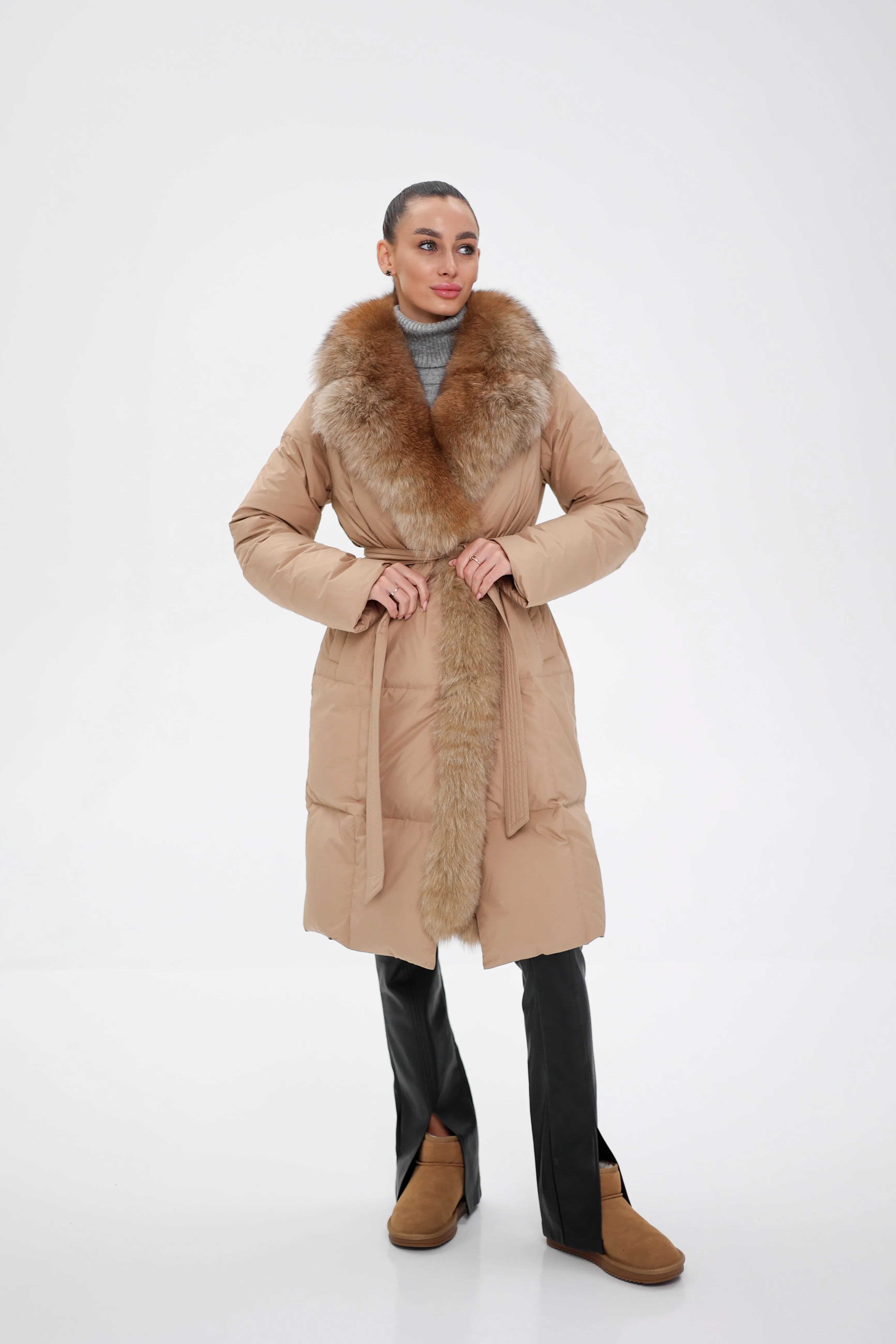 Genuine Polar Fox Premium Down Parka Coat