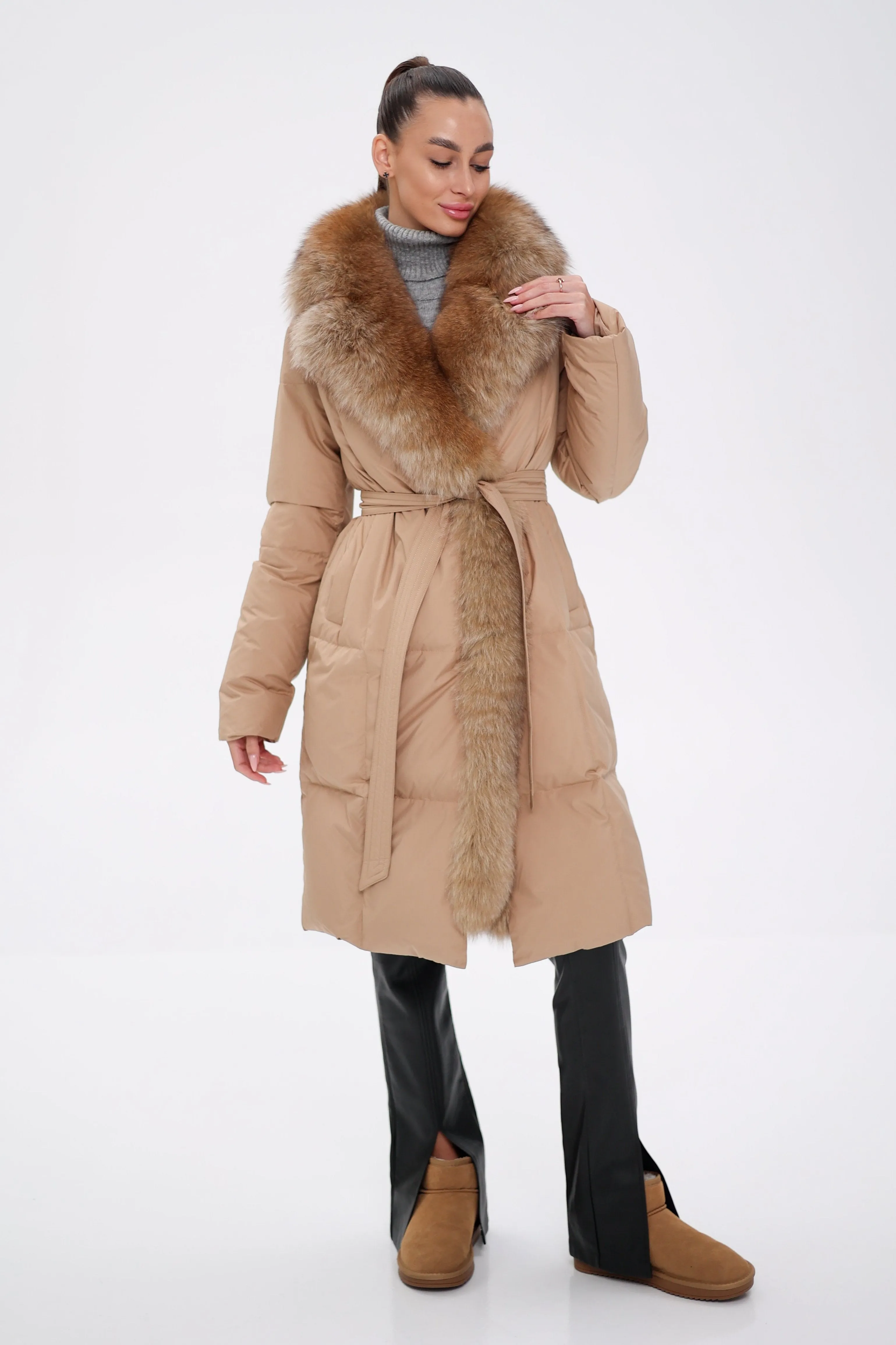 Genuine Polar Fox Premium Down Parka Coat