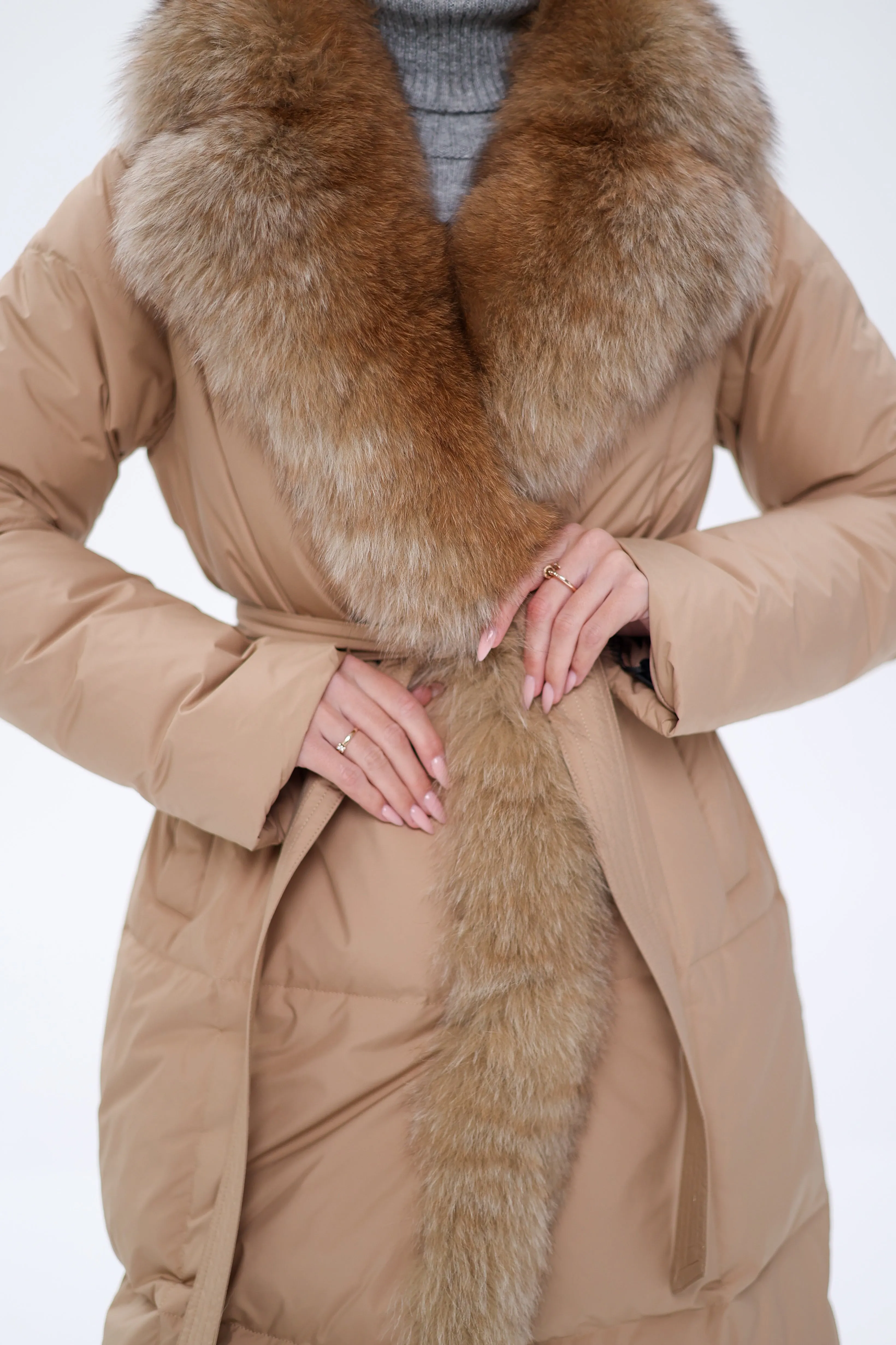 Genuine Polar Fox Premium Down Parka Coat