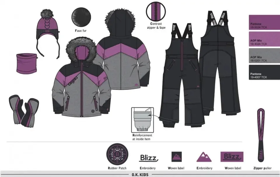 Girls Snowsuit 5 PCS Set - Beautyberry | Blizz