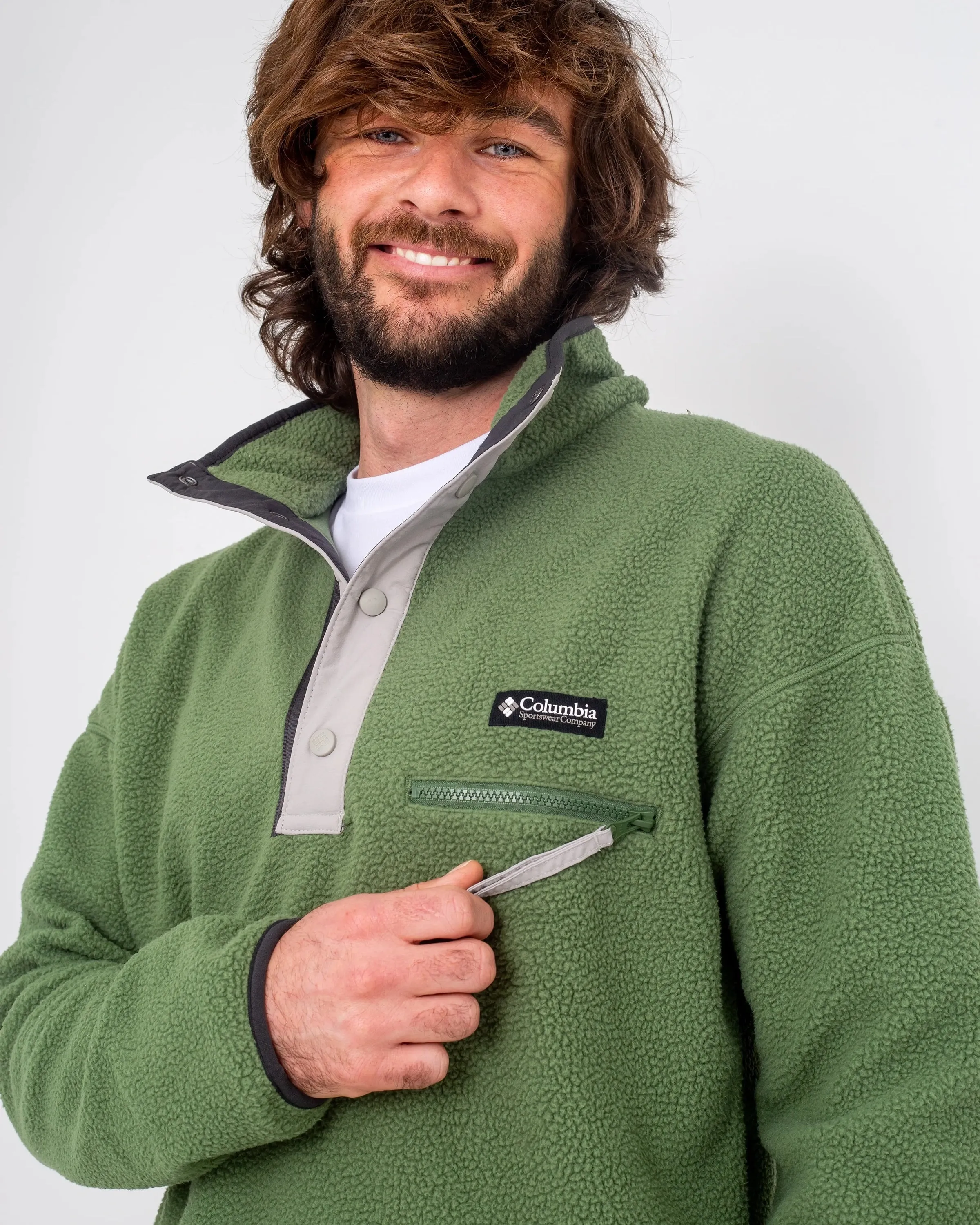 Helvetia Half Snap Fleece Jacket in Canteen, Flint Grey & Shark