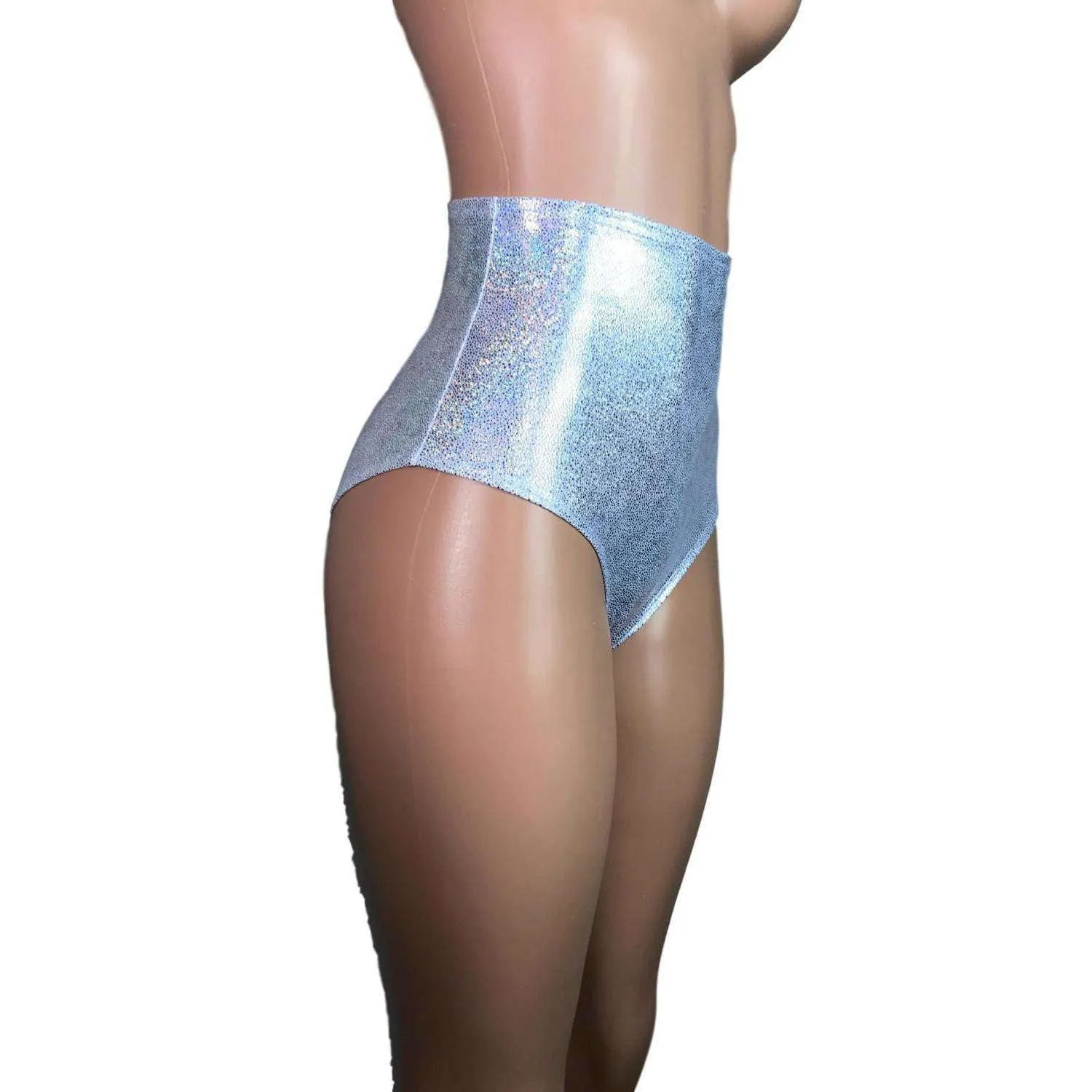 High Waist Hot Pants - Silver Holographic