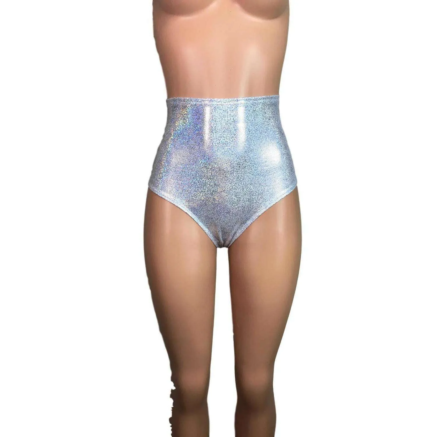 High Waist Hot Pants - Silver Holographic