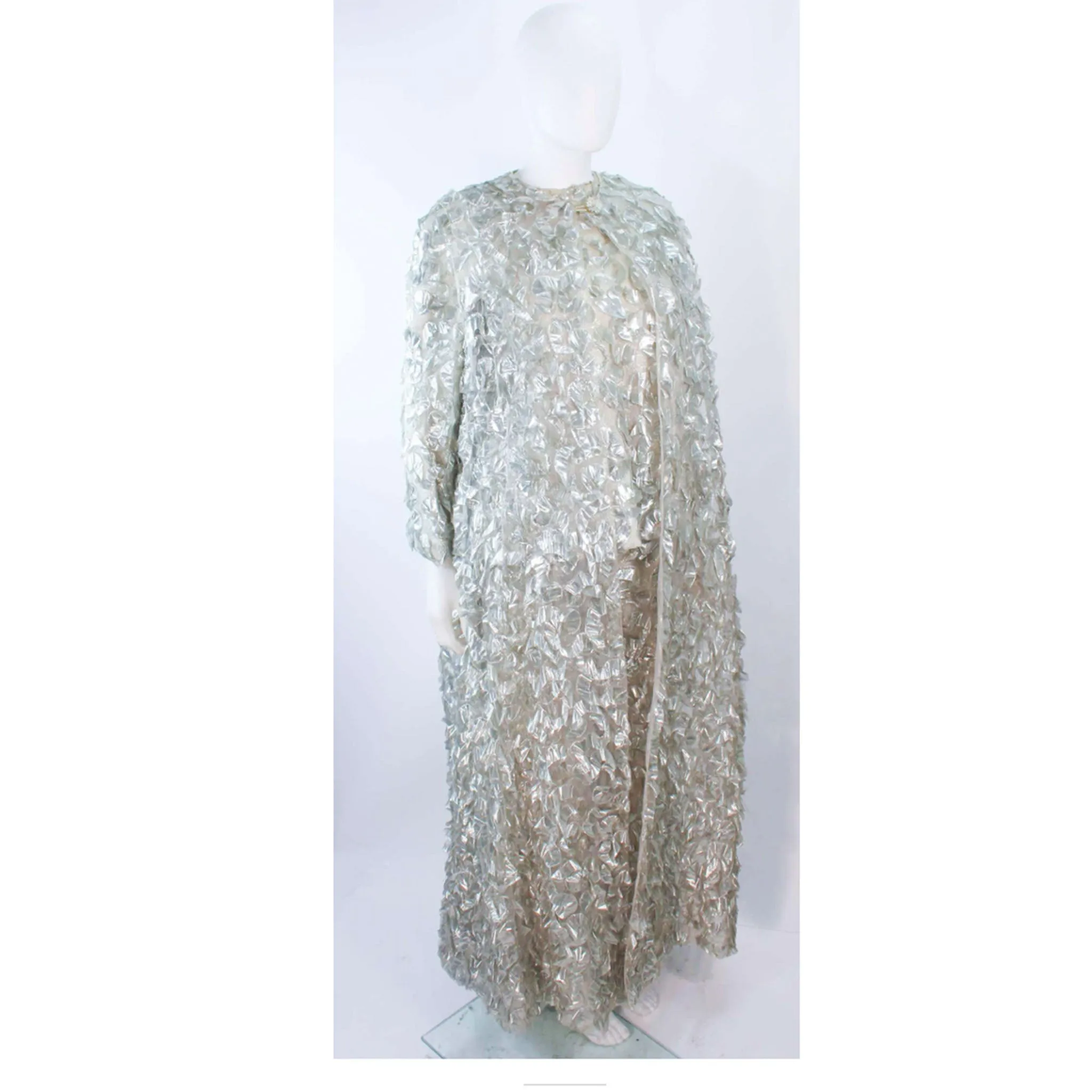 JAMES GALANOS 1960s 3 pc Silver Metallic Ensemble