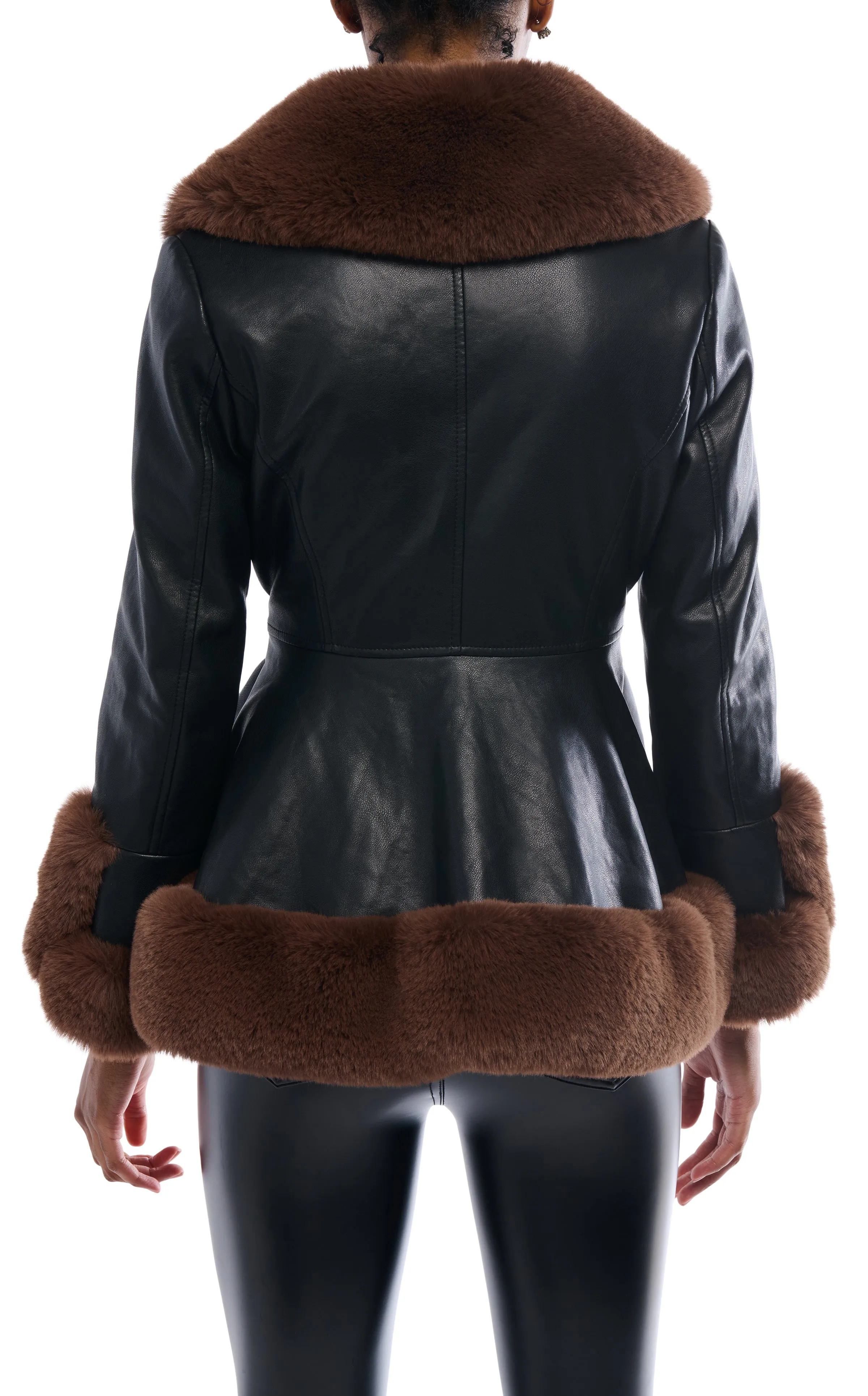 KENZY-BROWN FAUX FUR COAT