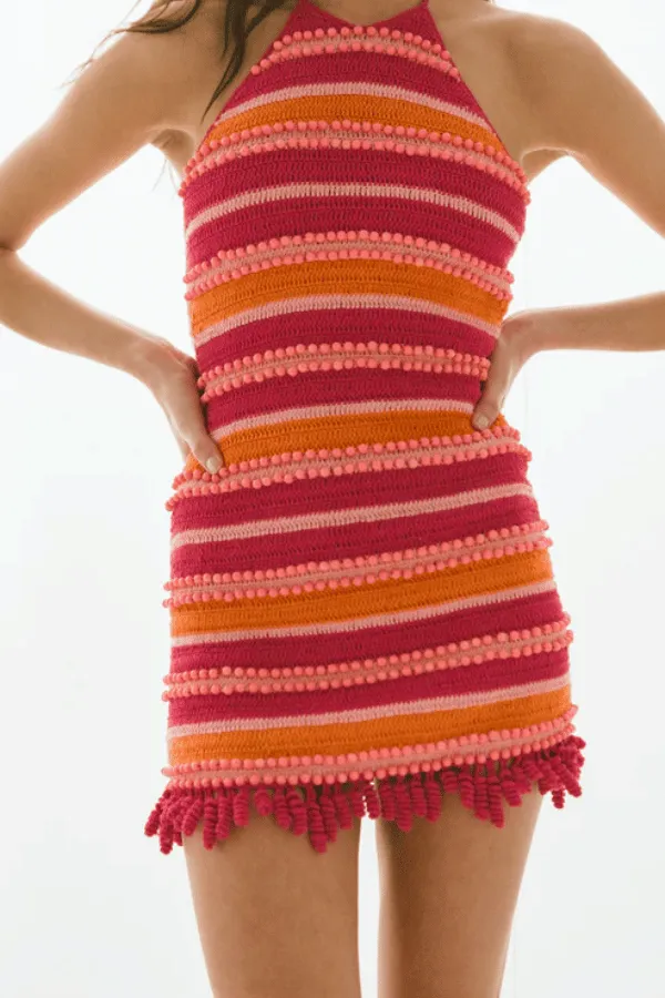 Kokomo Crochet Dress Fuchsia