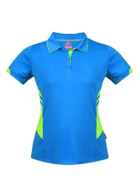 Ladies Tasman Polo Cyan/Neon Green