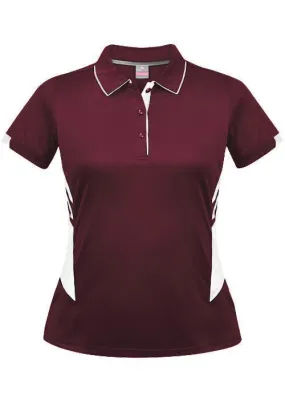 Ladies Tasman Polo Maroon/White