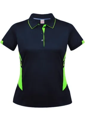 Ladies Tasman Polo Navy/Neon Green