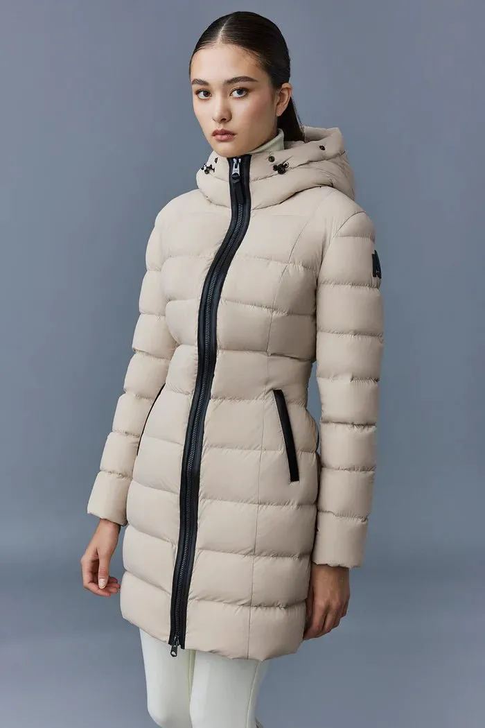 MACKAGE CALLA-BX - Agile-360 Stretch Light Down Coat With Blue Fox Fur Collar