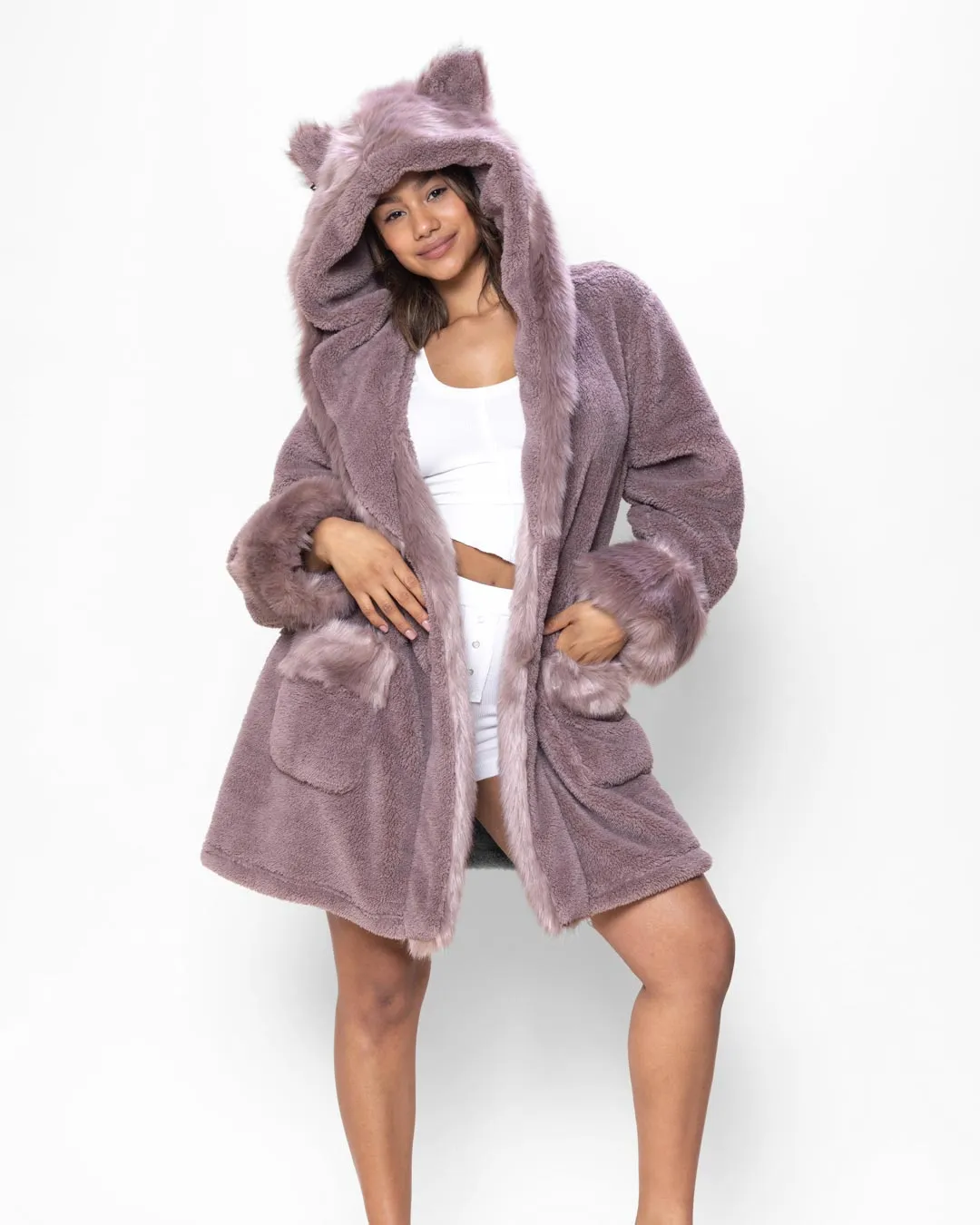 Mauve Kitten Classic Short Collector Edition Faux Fur Robe | Women's