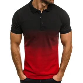 Men's Slim-Fit Gradient Print POLO T-Shirt