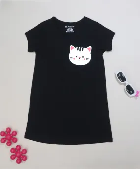 Meow Print Girls T-Shirt Dress