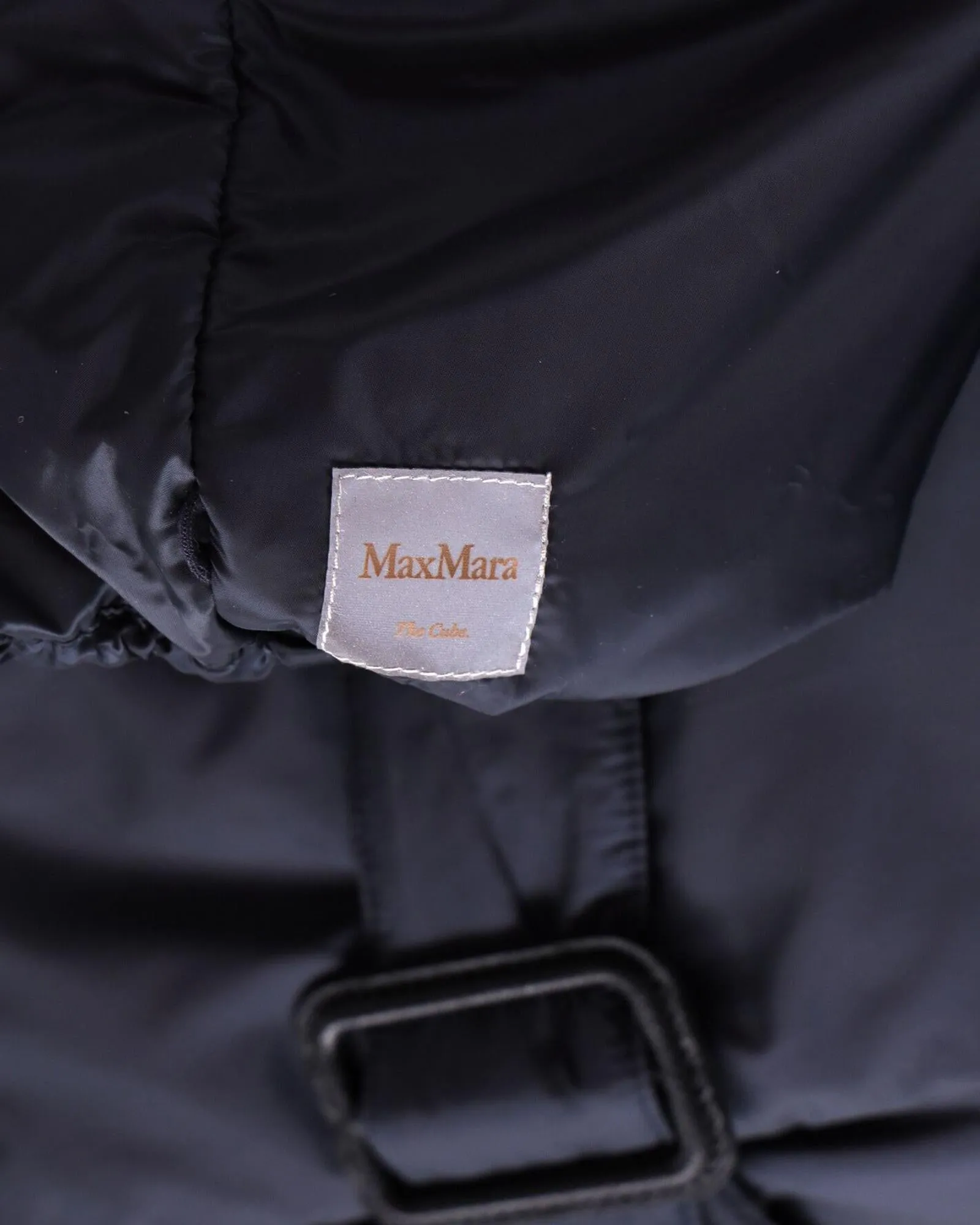 Midnight Blue Water-Resistant Belted Coat with Insulating Padding