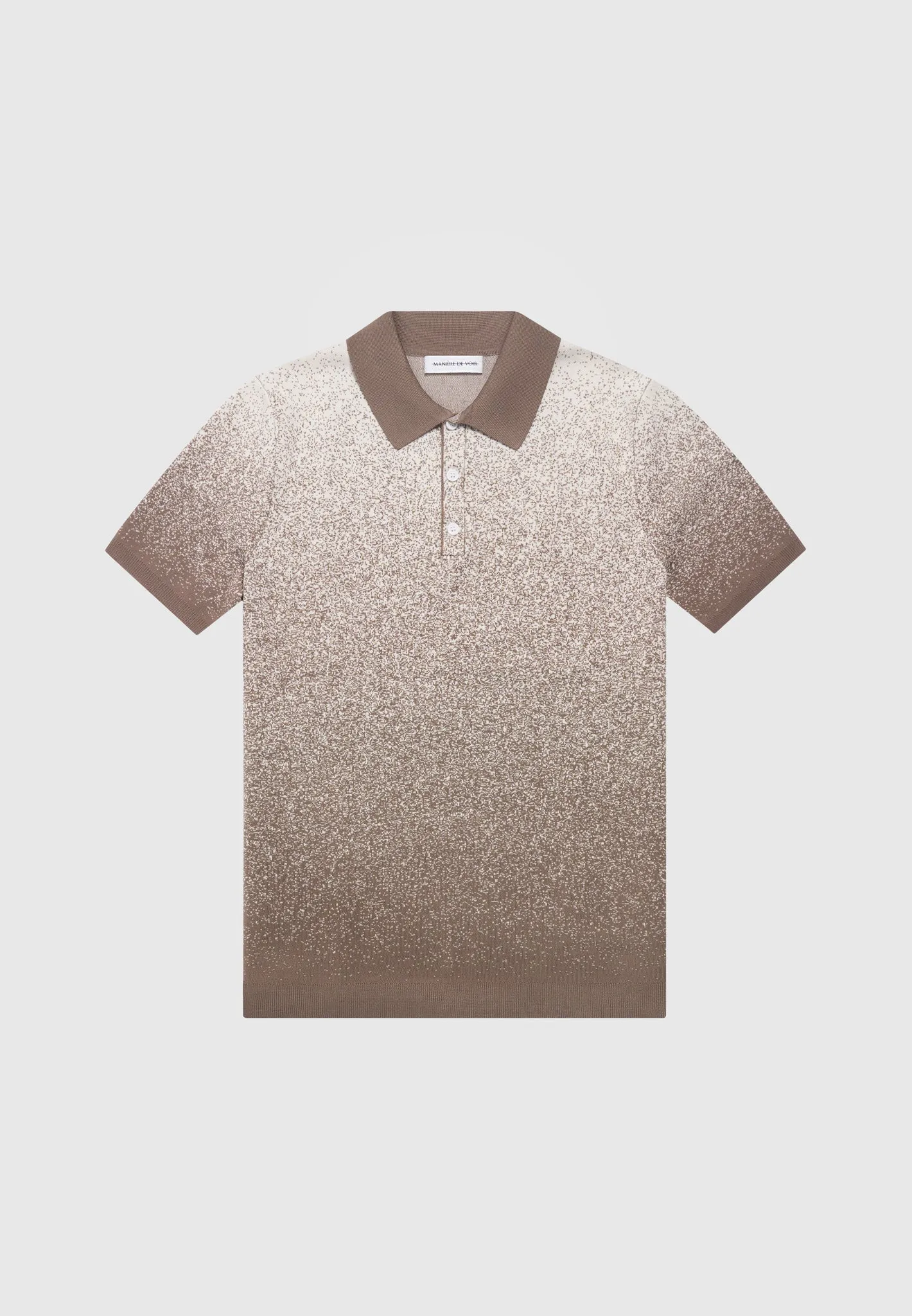 Ombré Knit Polo Top - Taupe/White