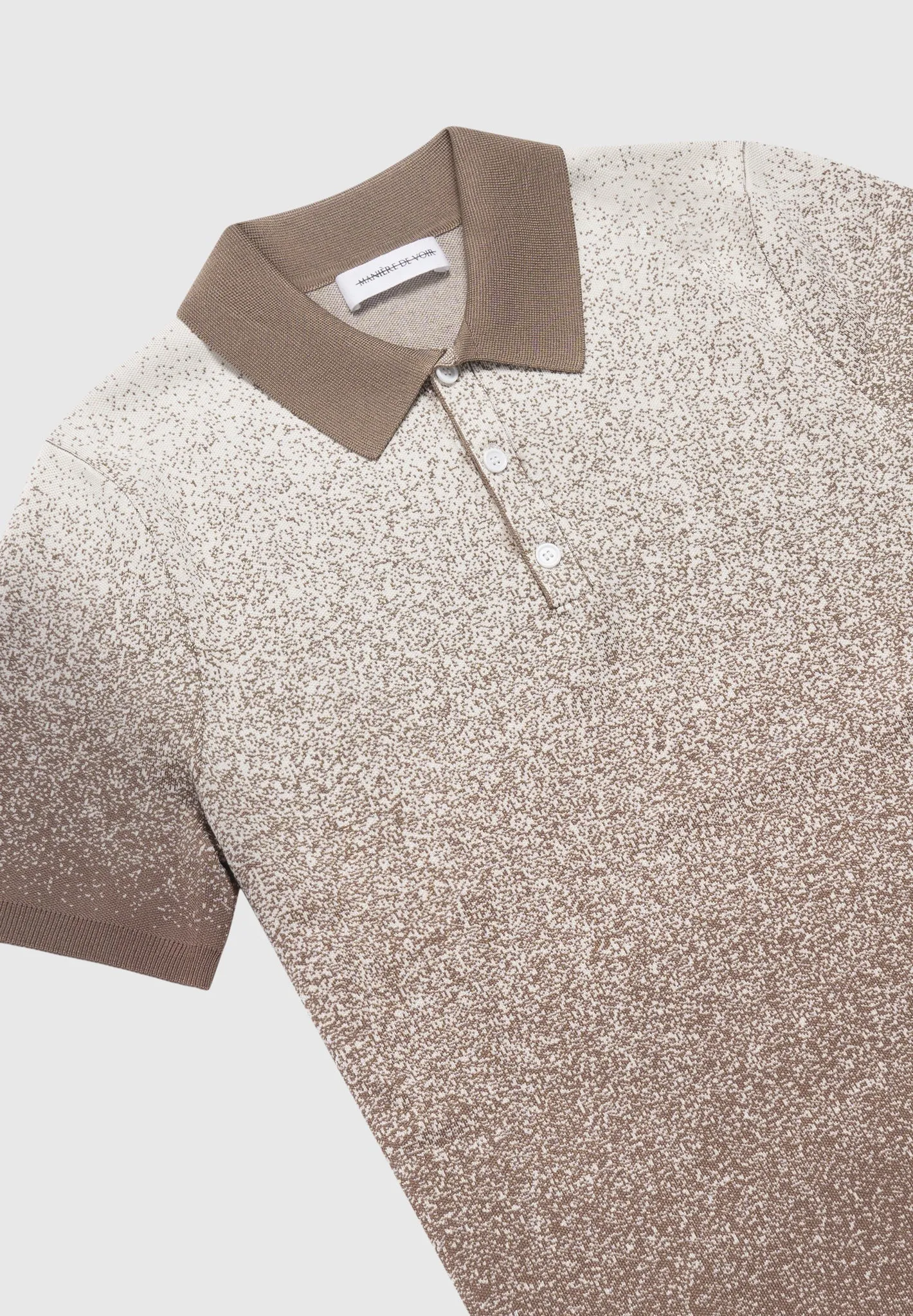 Ombré Knit Polo Top - Taupe/White