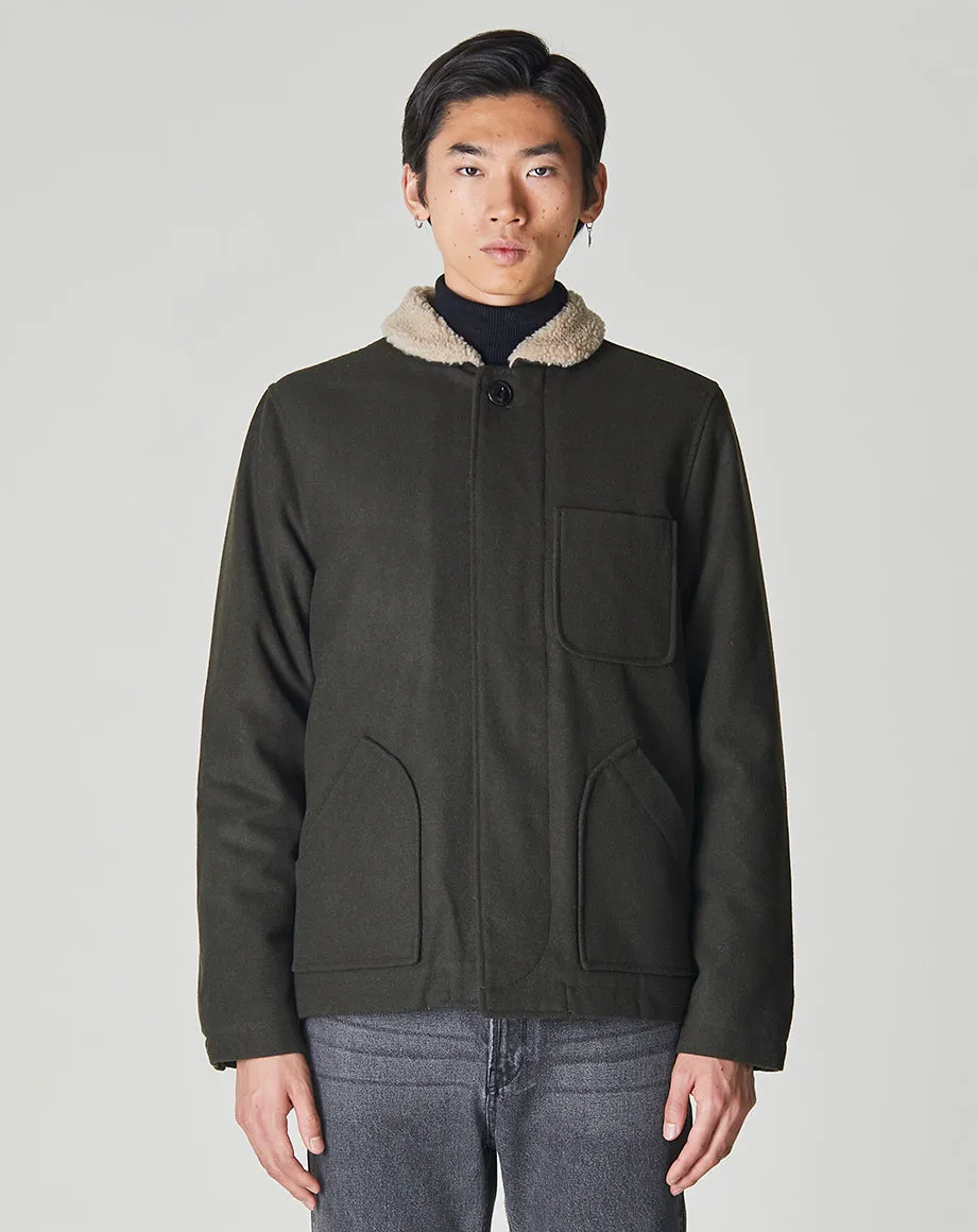 PORCO MENS N1 SHERPA COLLARED JACKET | KHAKI