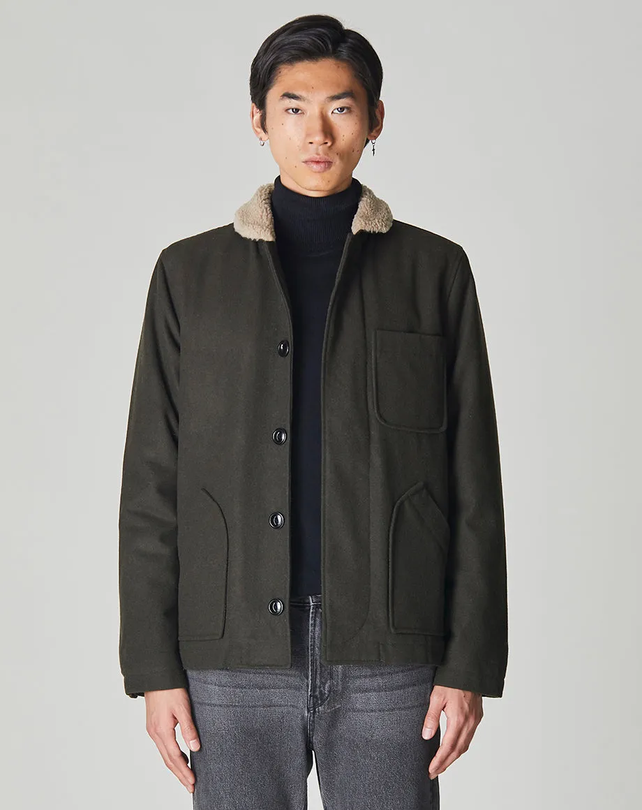 PORCO MENS N1 SHERPA COLLARED JACKET | KHAKI