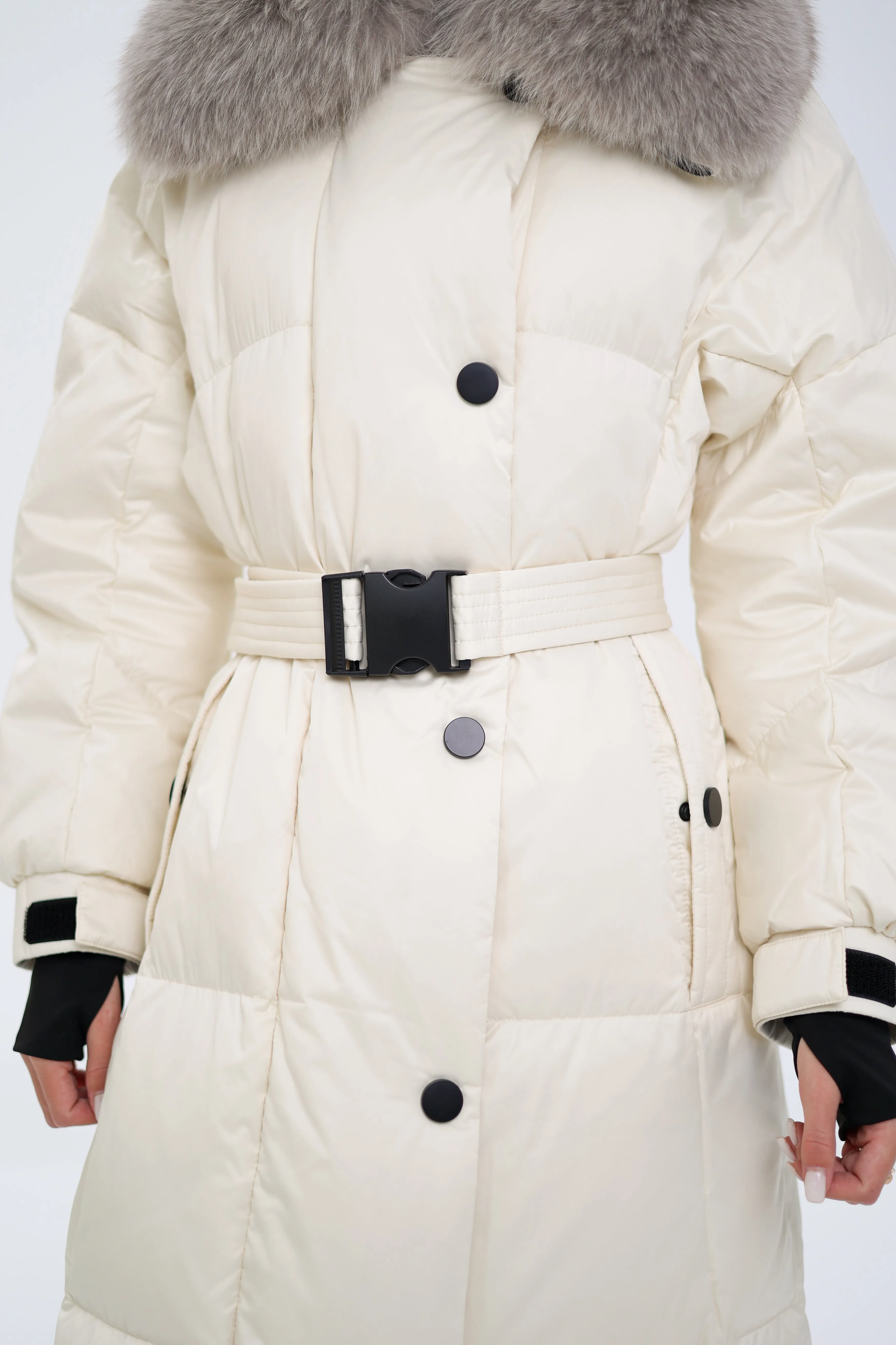 Pre-order. Ships November 20. Genuine Polar Fox Fur Trim Down Fill Coat