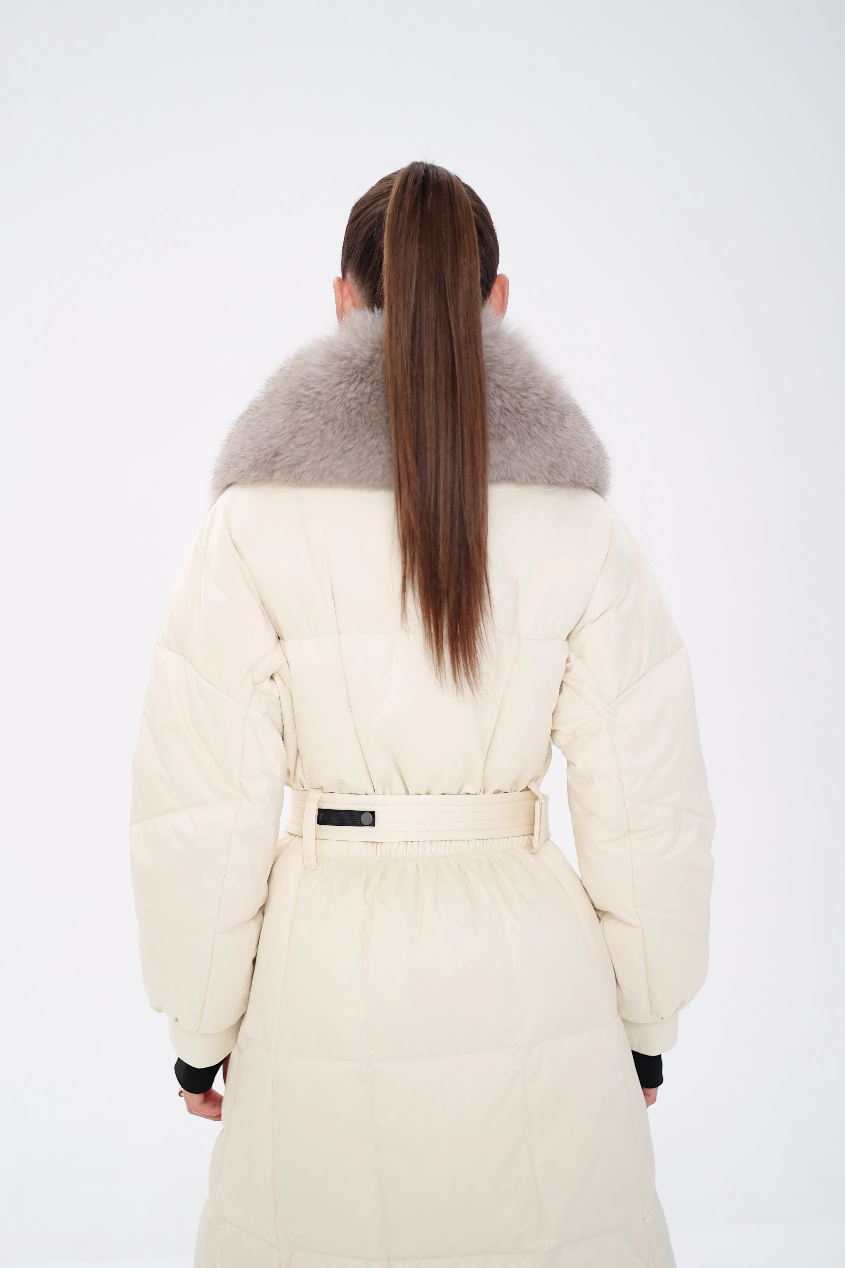 Pre-order. Ships November 20. Genuine Polar Fox Fur Trim Down Fill Coat