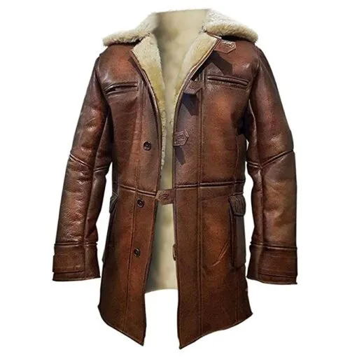 RW Authentic SheepSkin Bane Coat Brown Genuine Leather Coat Faux Shearling Costume